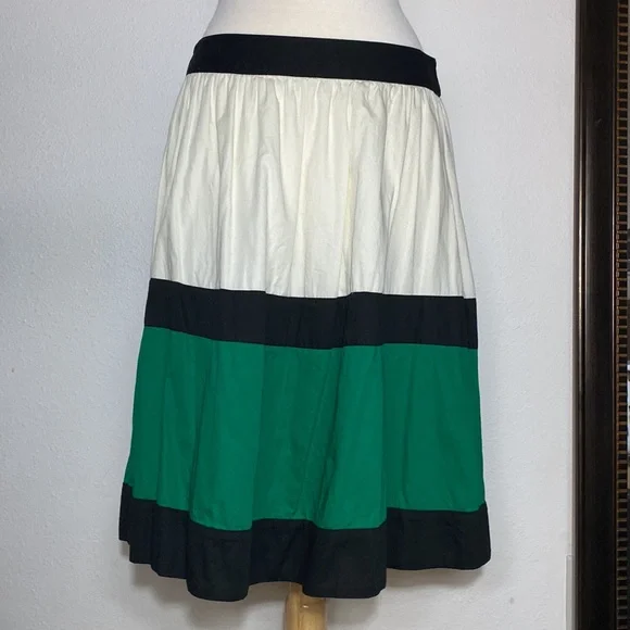 Phase Eight Color Block Cotton A-Line Midi Skirt, 34" Waist, Size 16 - Picture 6 of 13